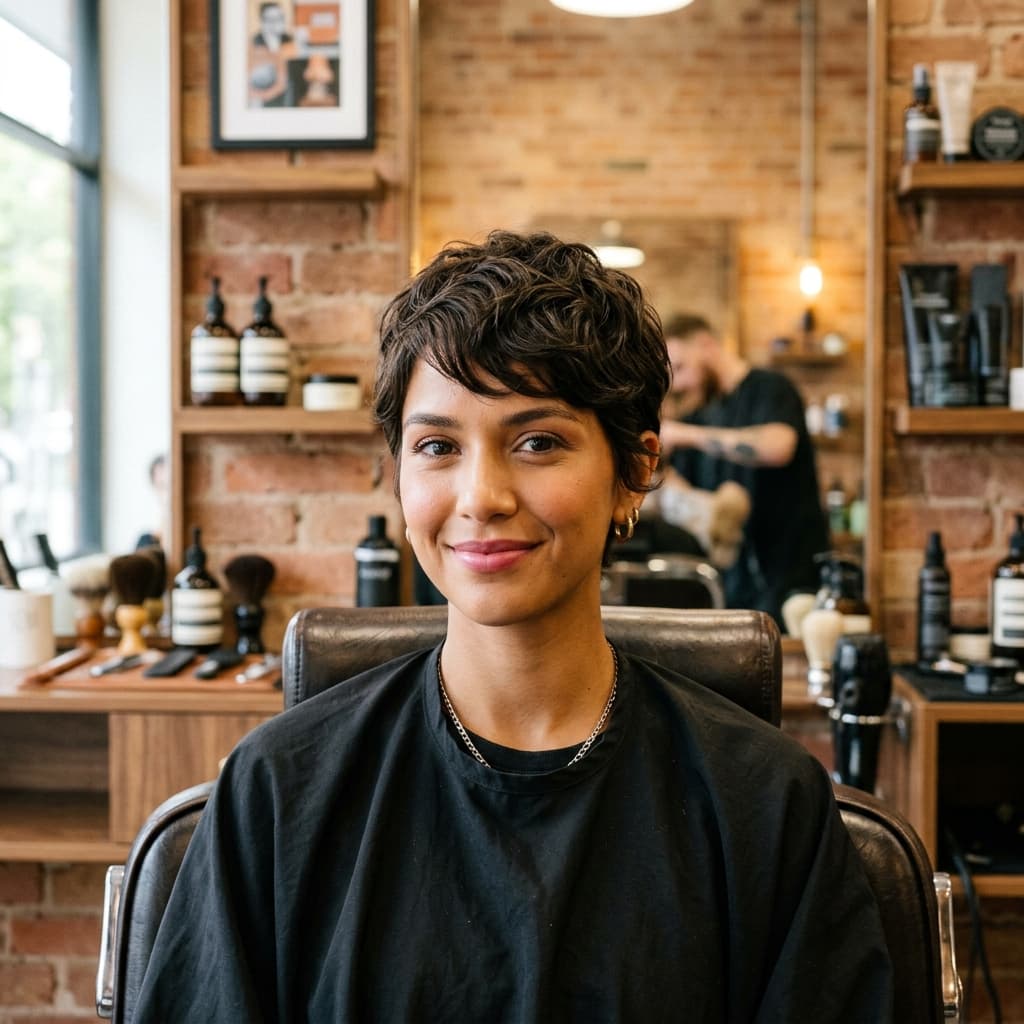 Pixie Cut - Tan · Wavy reference